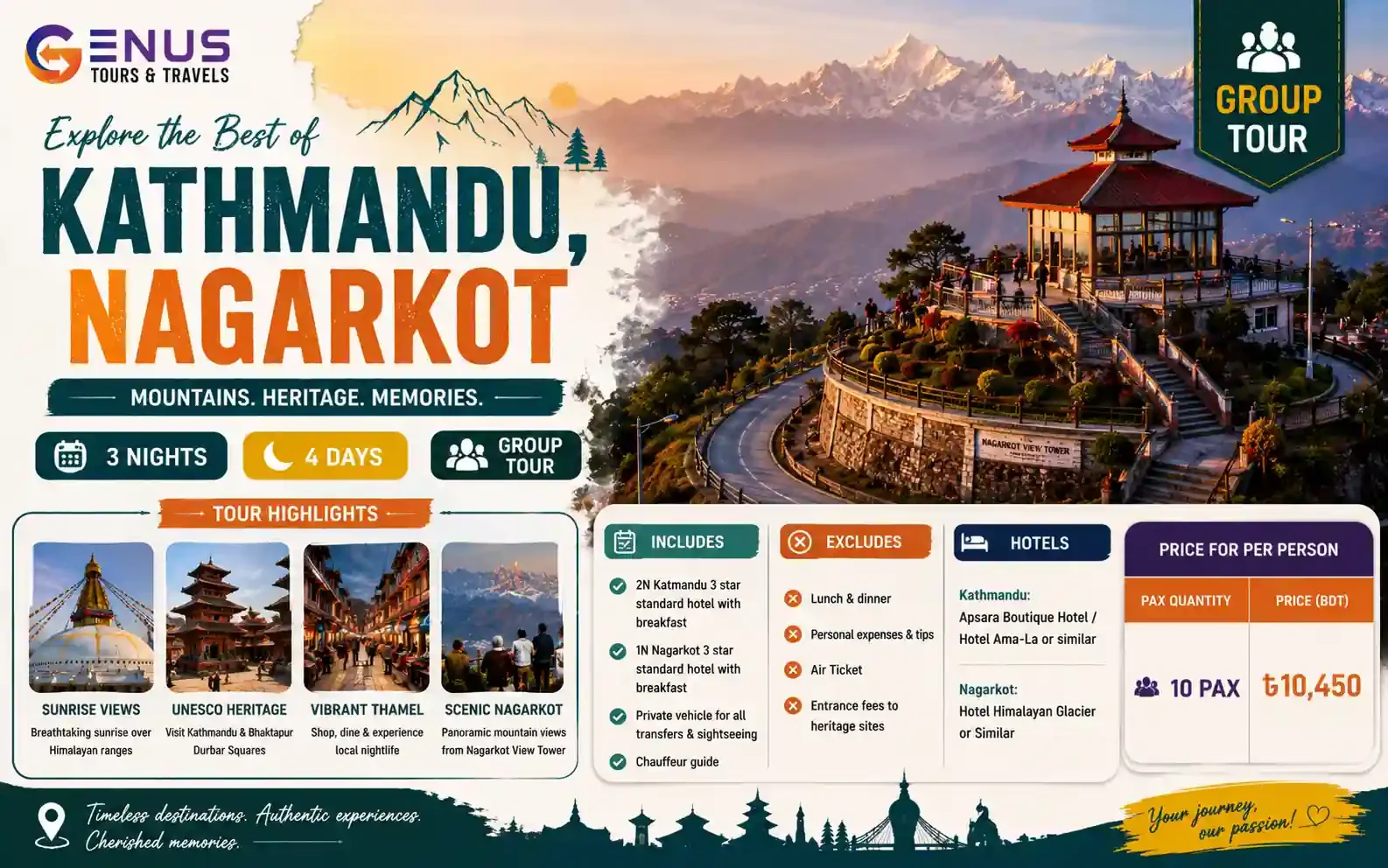 Kathmandu & Nagarkot 3N 4D Group Tour – Transfers Included