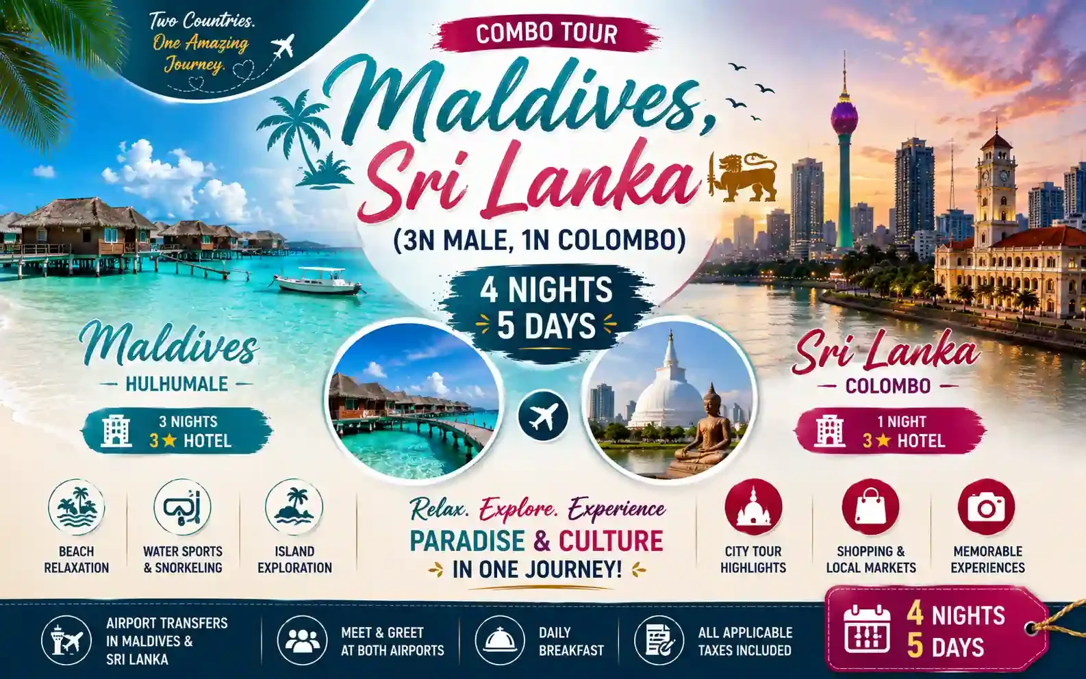 Maldives, Srilanka (3N Male,1N Colombo) — Best Maldives, Srilanka Vacation Package