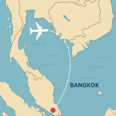 Fly to Bangkok, Thailand